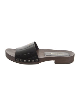 Miu Miu Leather Studded Accents Slides