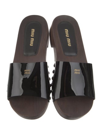 Miu Miu Leather Studded Accents Slides