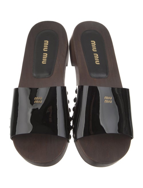 Miu Miu Leather Studded Accents Slides
