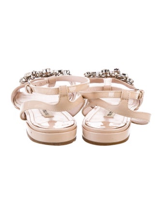 Miu Miu Patent Leather Bow Accents Sandals