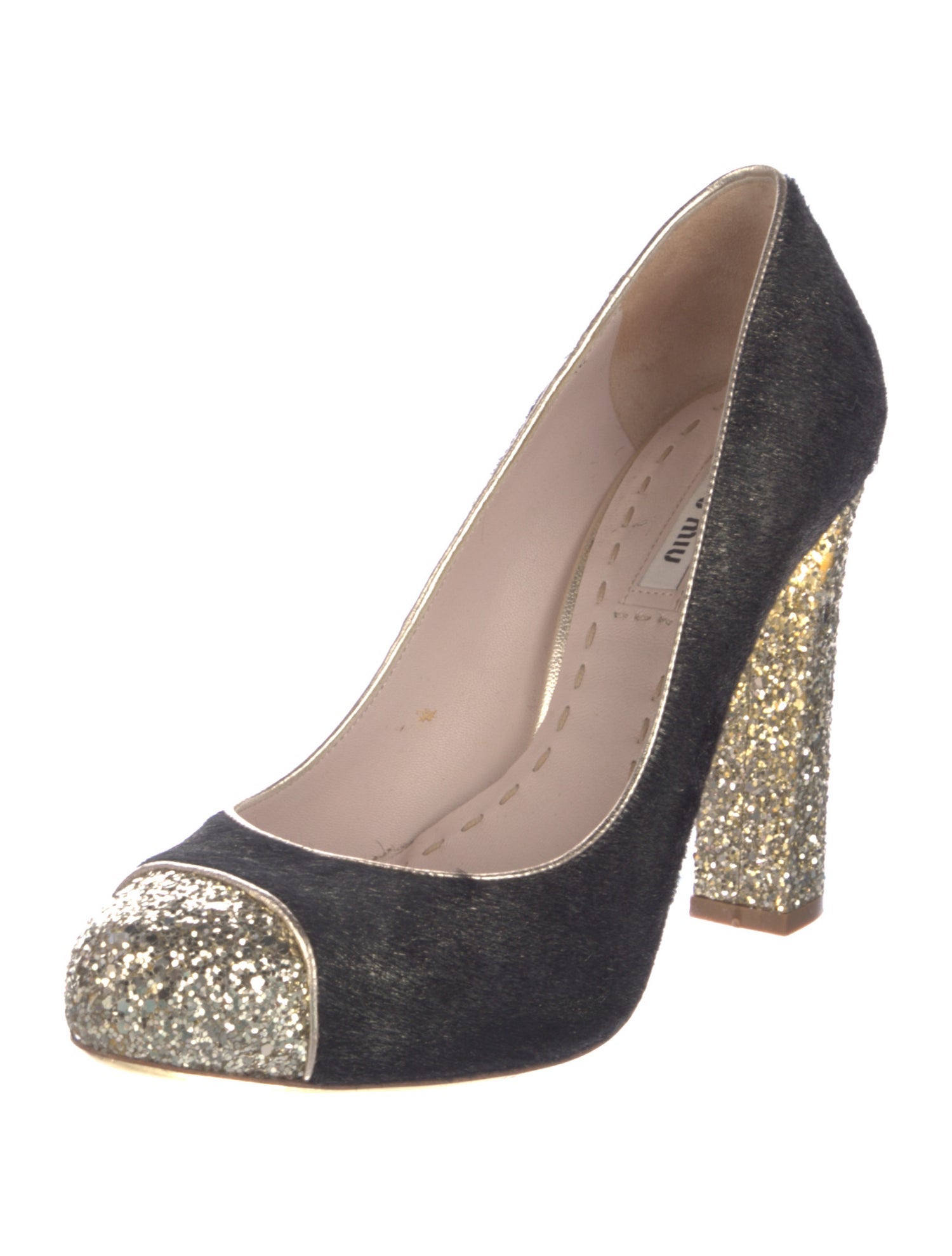 Miu Miu Ponyhair Colorblock Pattern Pumps