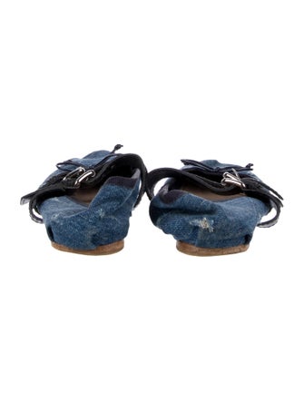 Miu Miu Denim Bow Accents Mary Jane Flats