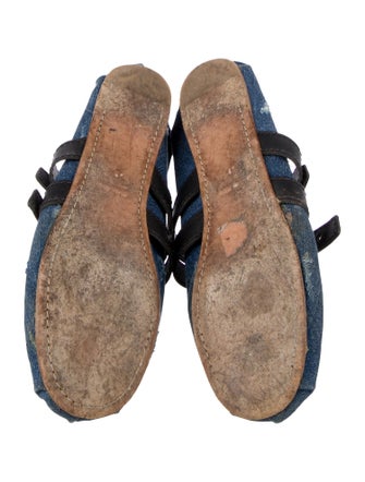 Miu Miu Denim Bow Accents Mary Jane Flats