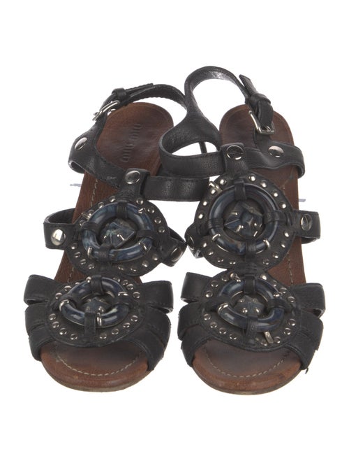 Miu Miu Leather Studded Accents Gladiator Sandals
