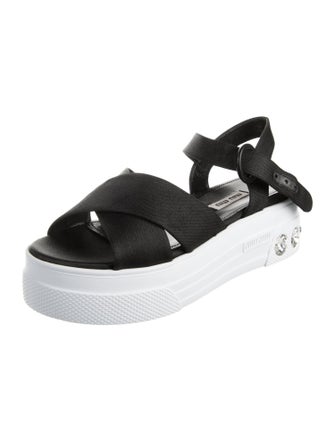 Miu Miu Crystal Embellishments Slingback Sandals
