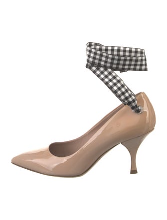 Miu Miu Patent Leather Plaid Print D'Orsay Pumps