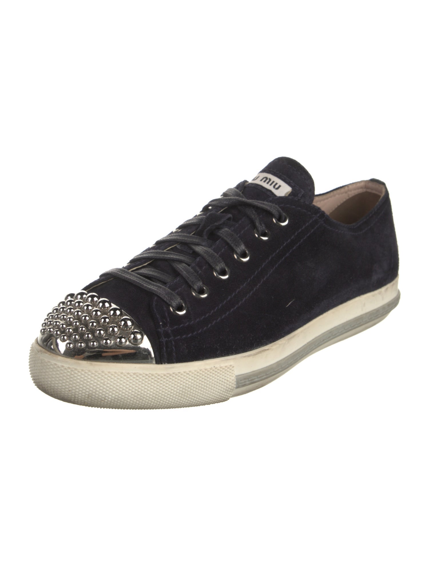 Miu Miu Suede Studded Accents Sneakers