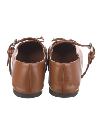 Miu Miu Leather Bow Accents Mary Jane Flats