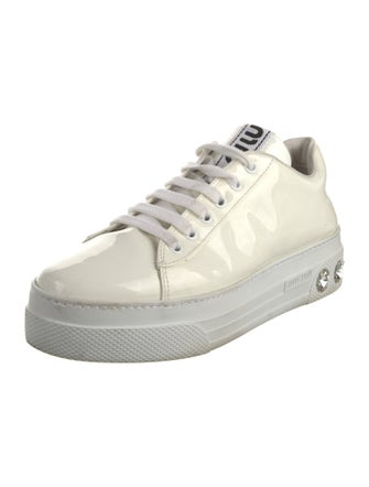 Miu Miu Patent Leather Crystal Embellishments Sneakers