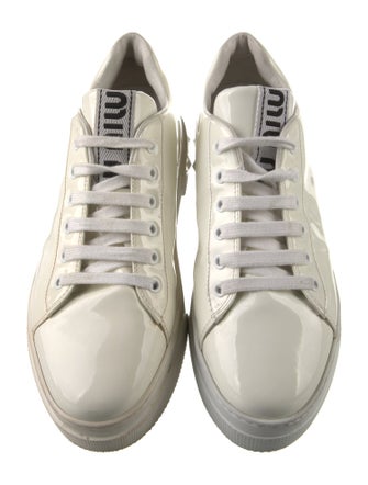 Miu Miu Patent Leather Crystal Embellishments Sneakers
