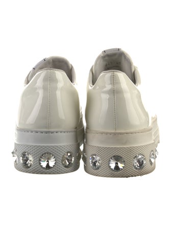 Miu Miu Patent Leather Crystal Embellishments Sneakers