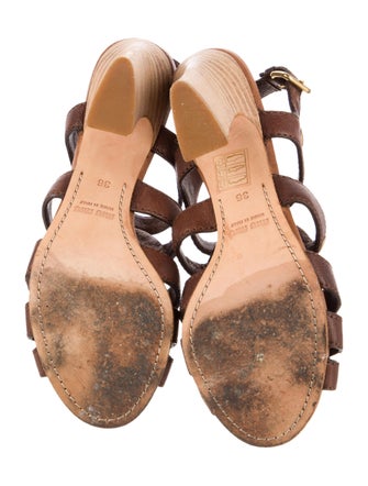 Miu Miu Leather Studded Accents Slingback Sandals