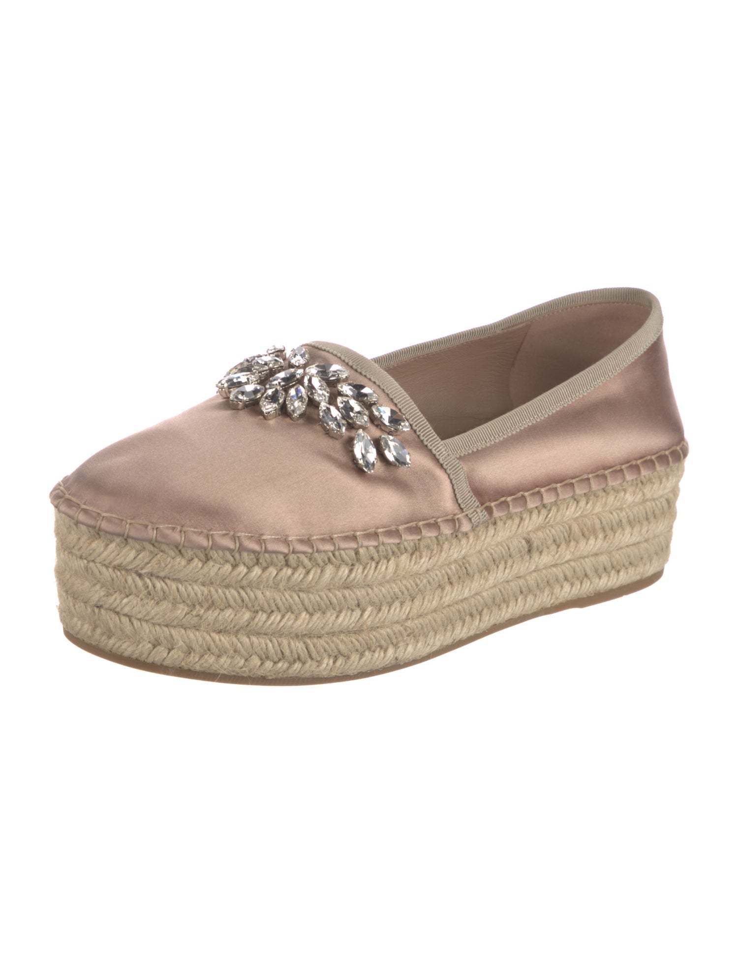 Miu Miu Satin Crystal Embellishments Espadrille Sneakers