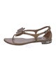 Miu Miu Patent Leather Bow Accents T-Strap Sandals