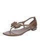 Miu Miu Patent Leather Bow Accents T-Strap Sandals
