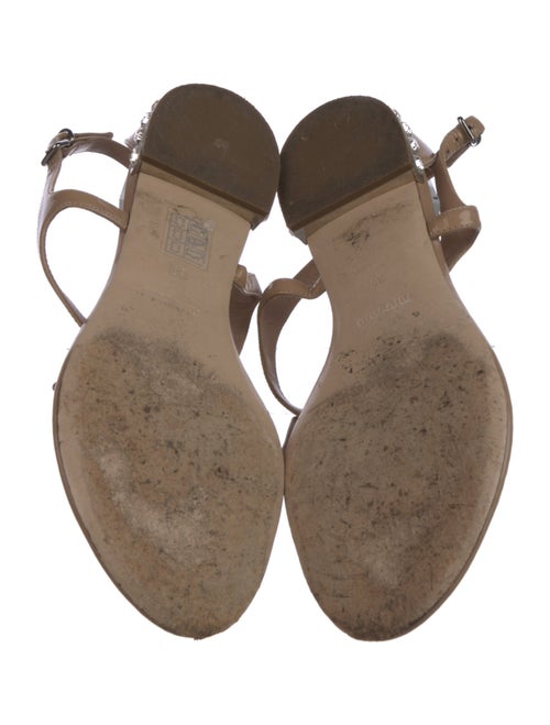 Miu Miu Patent Leather Bow Accents T-Strap Sandals