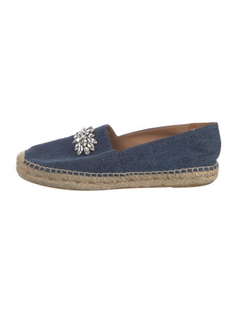 Miu Miu Denim Crystal Embellishments Espadrilles