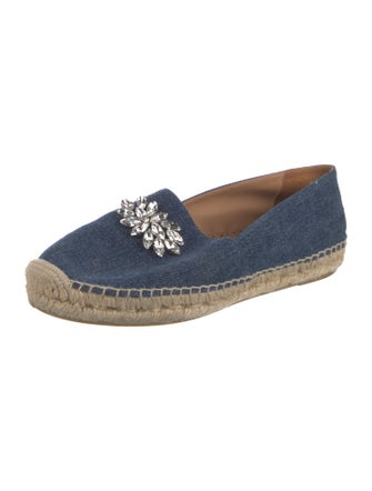 Miu Miu Denim Crystal Embellishments Espadrilles