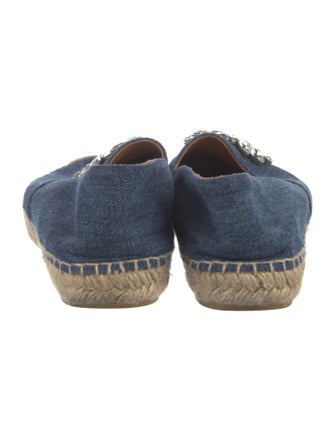 Miu Miu Denim Crystal Embellishments Espadrilles