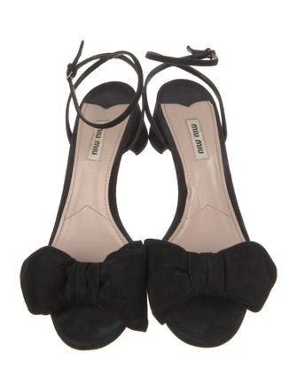 Miu Miu Suede Bow Accents Sandals