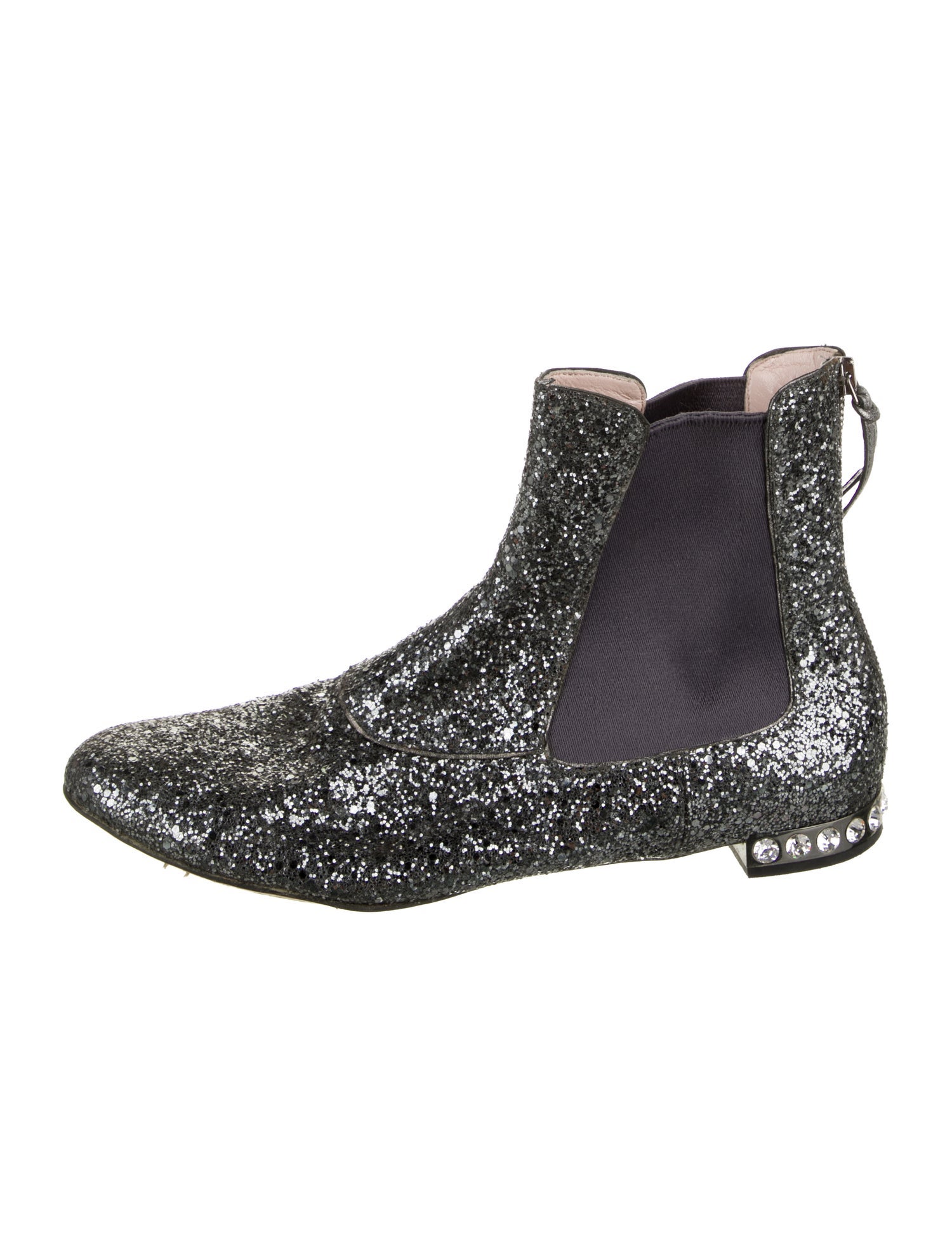 Miu Miu Glitter Crystal Embellishments Chelsea Boots