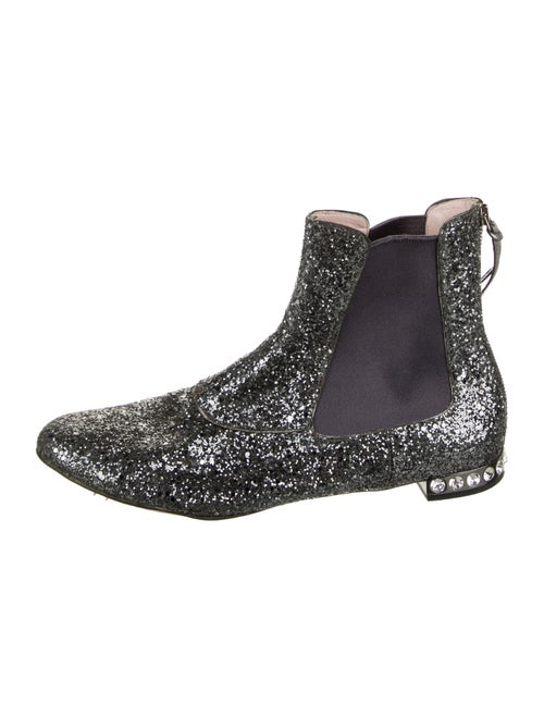 Miu Miu Glitter Crystal Embellishments Chelsea Boots
