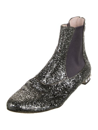 Miu Miu Glitter Crystal Embellishments Chelsea Boots