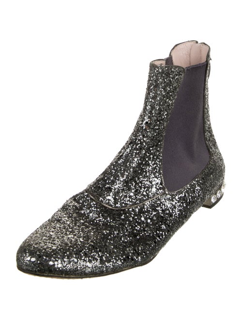 Miu Miu Glitter Crystal Embellishments Chelsea Boots