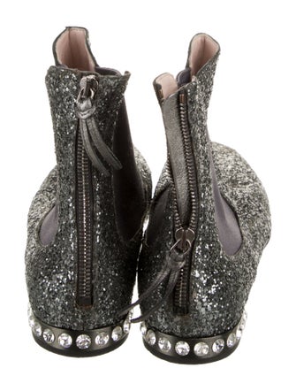 Miu Miu Glitter Crystal Embellishments Chelsea Boots