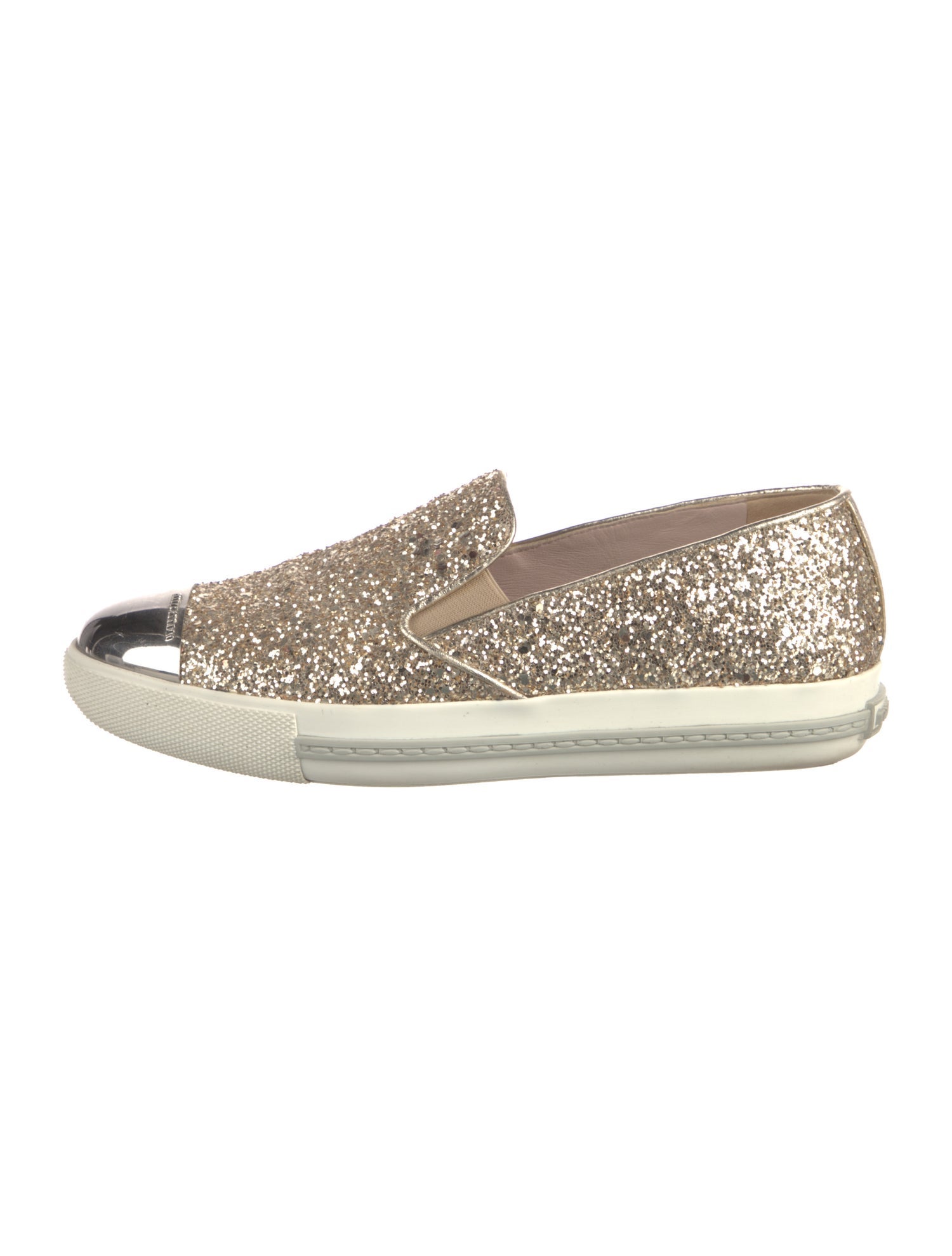 Miu Miu Glitter Colorblock Pattern Loafers