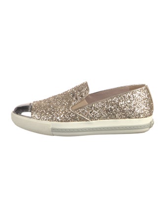 Miu Miu Glitter Colorblock Pattern Loafers
