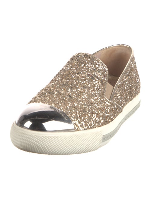 Miu Miu Glitter Colorblock Pattern Loafers