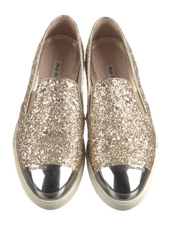 Miu Miu Glitter Colorblock Pattern Loafers