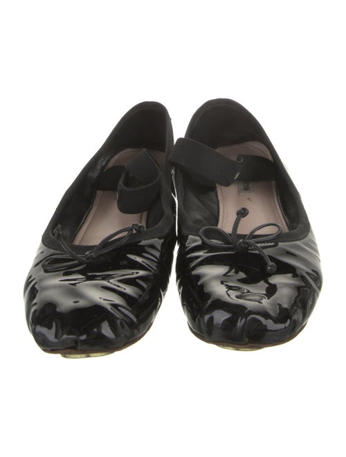 Miu Miu Patent Leather Bow Accents Mary Jane Flats