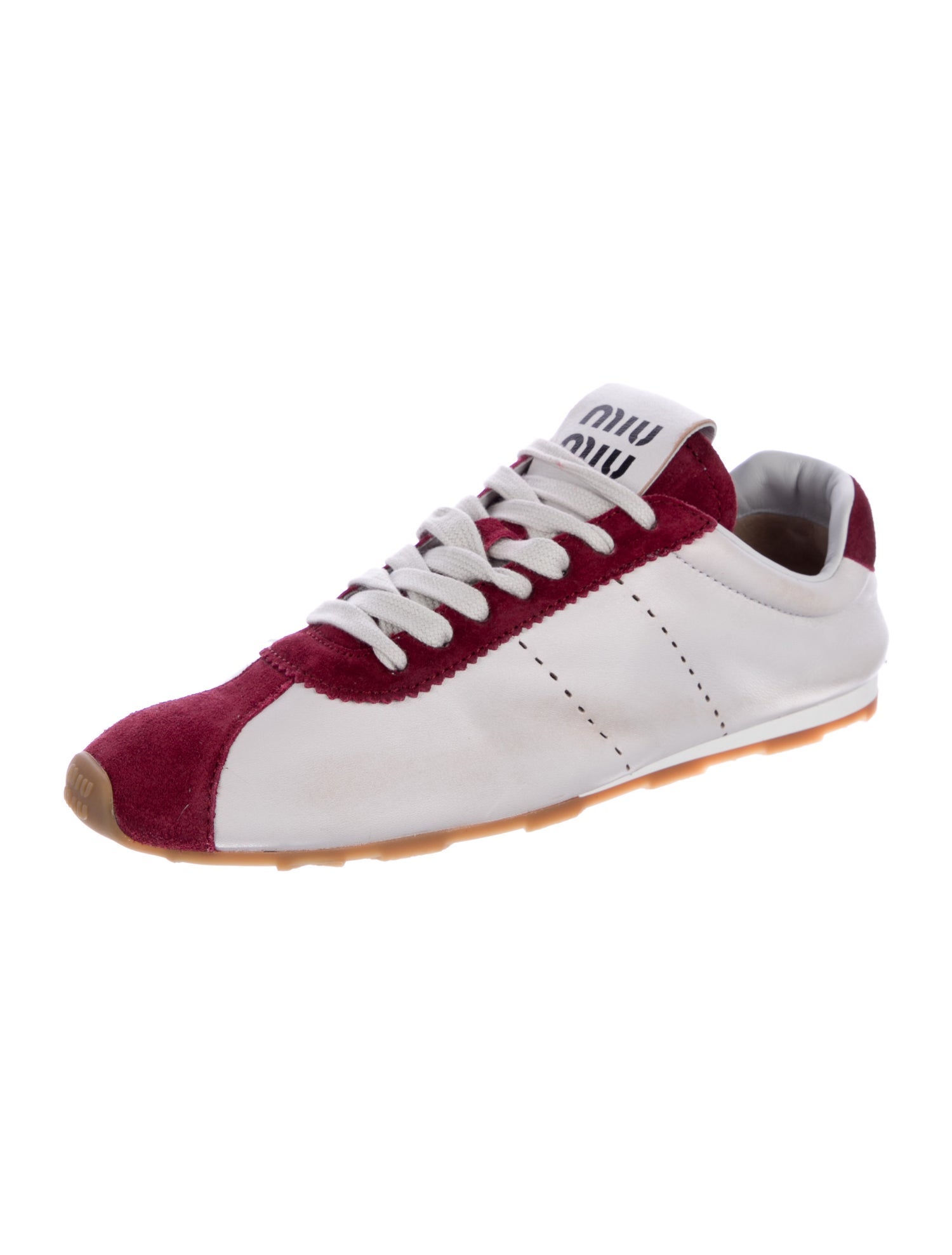 Miu Miu Leather Colorblock Pattern Sneakers