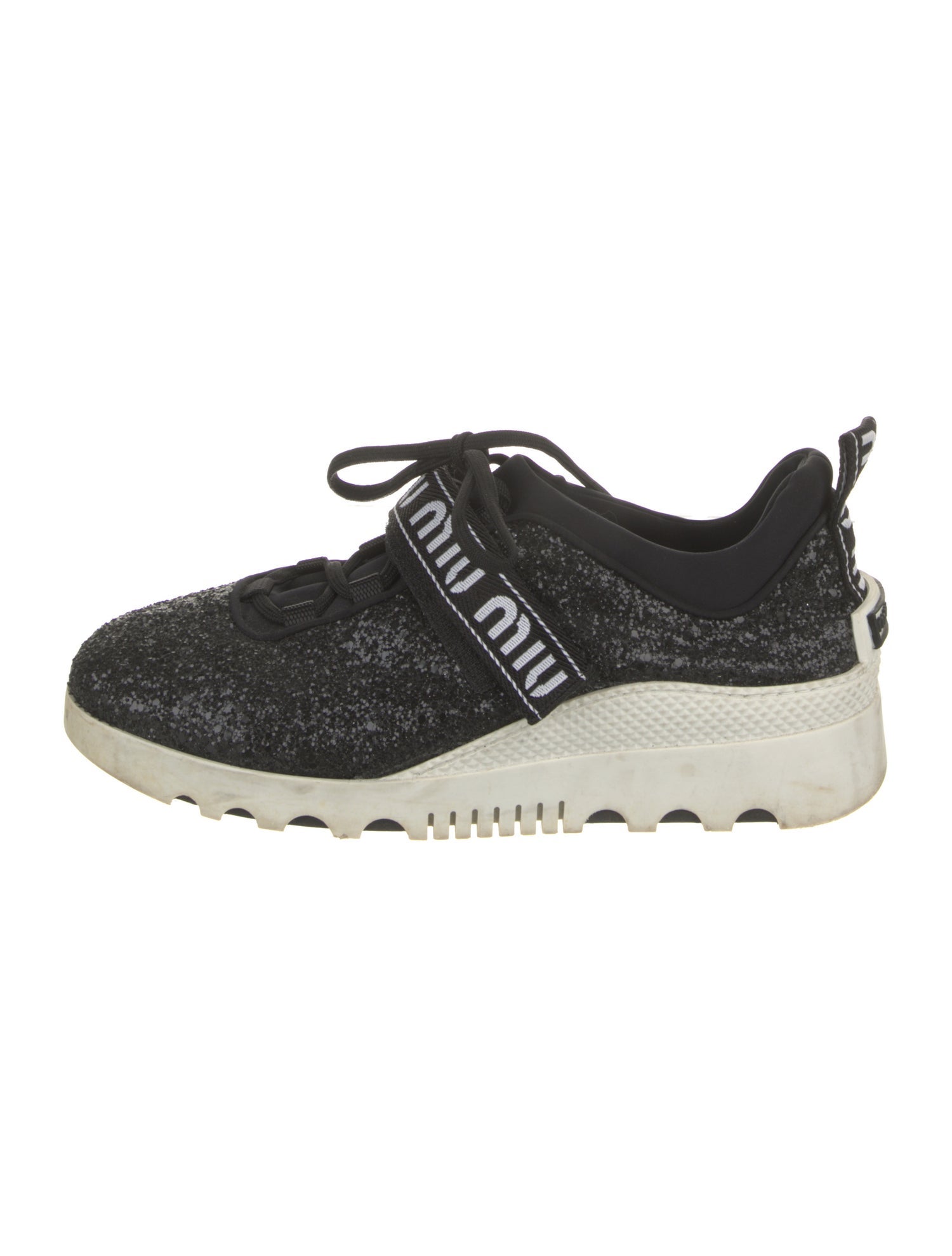 Miu Miu Glitter Printed Athletic Sneakers