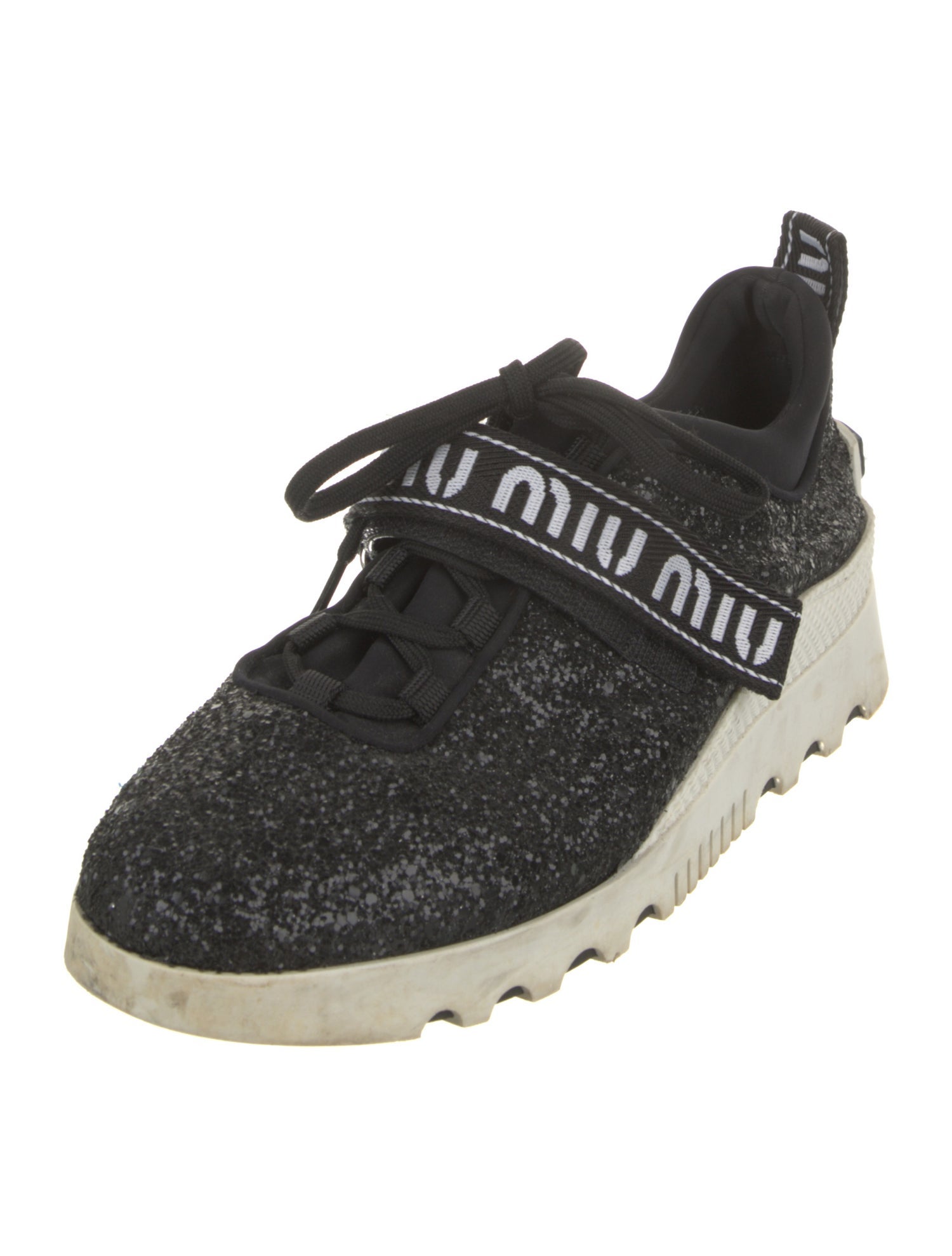 Miu Miu Glitter Printed Athletic Sneakers