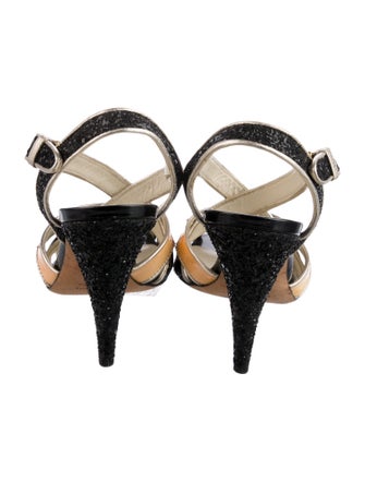 Miu Miu Glitter Printed Slingback Sandals