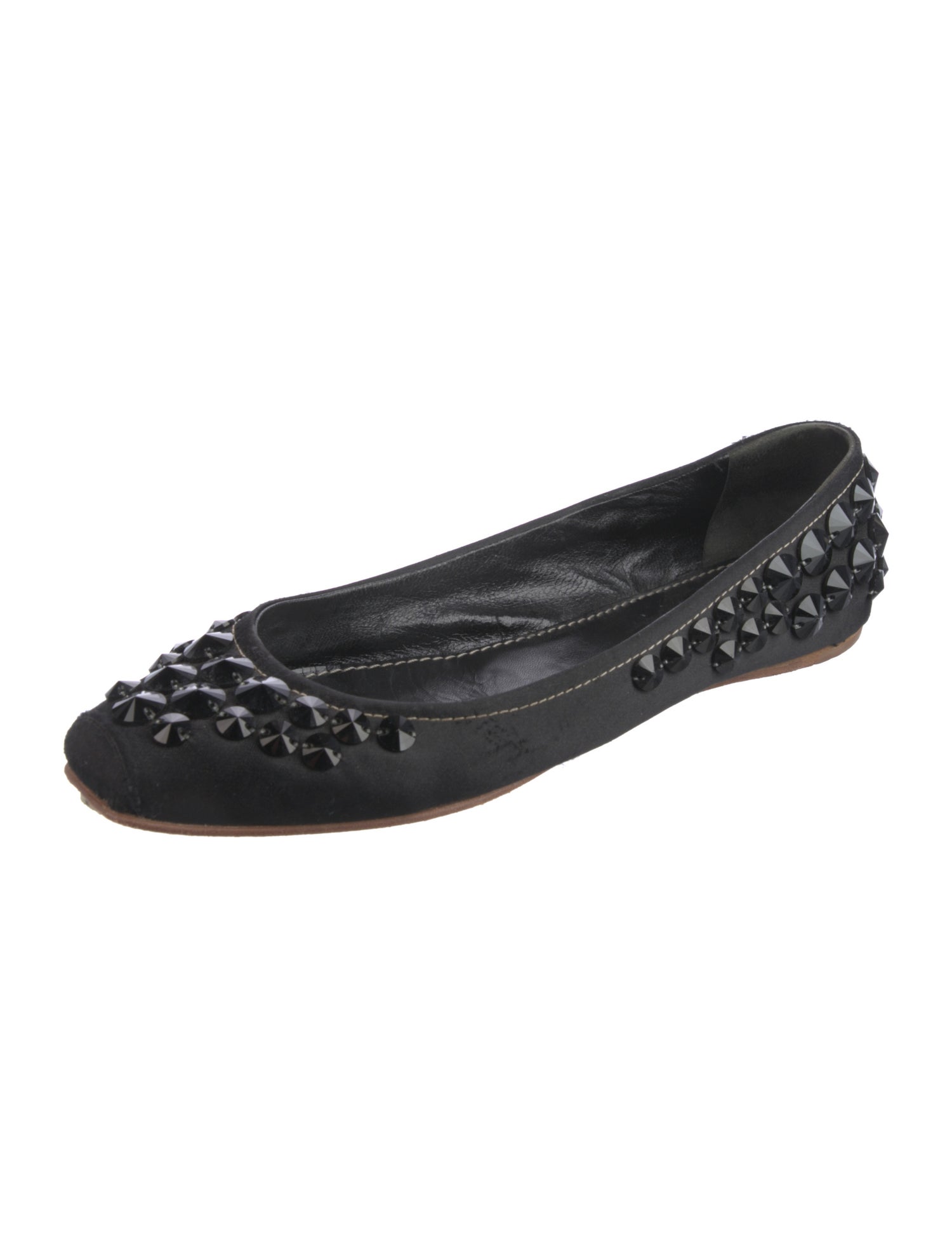 Miu Miu Satin Studded Accents Flats