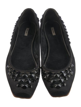 Miu Miu Satin Studded Accents Flats