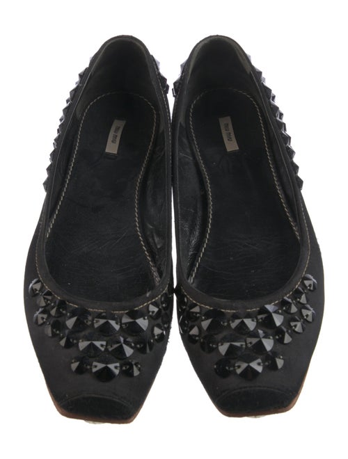 Miu Miu Satin Studded Accents Flats