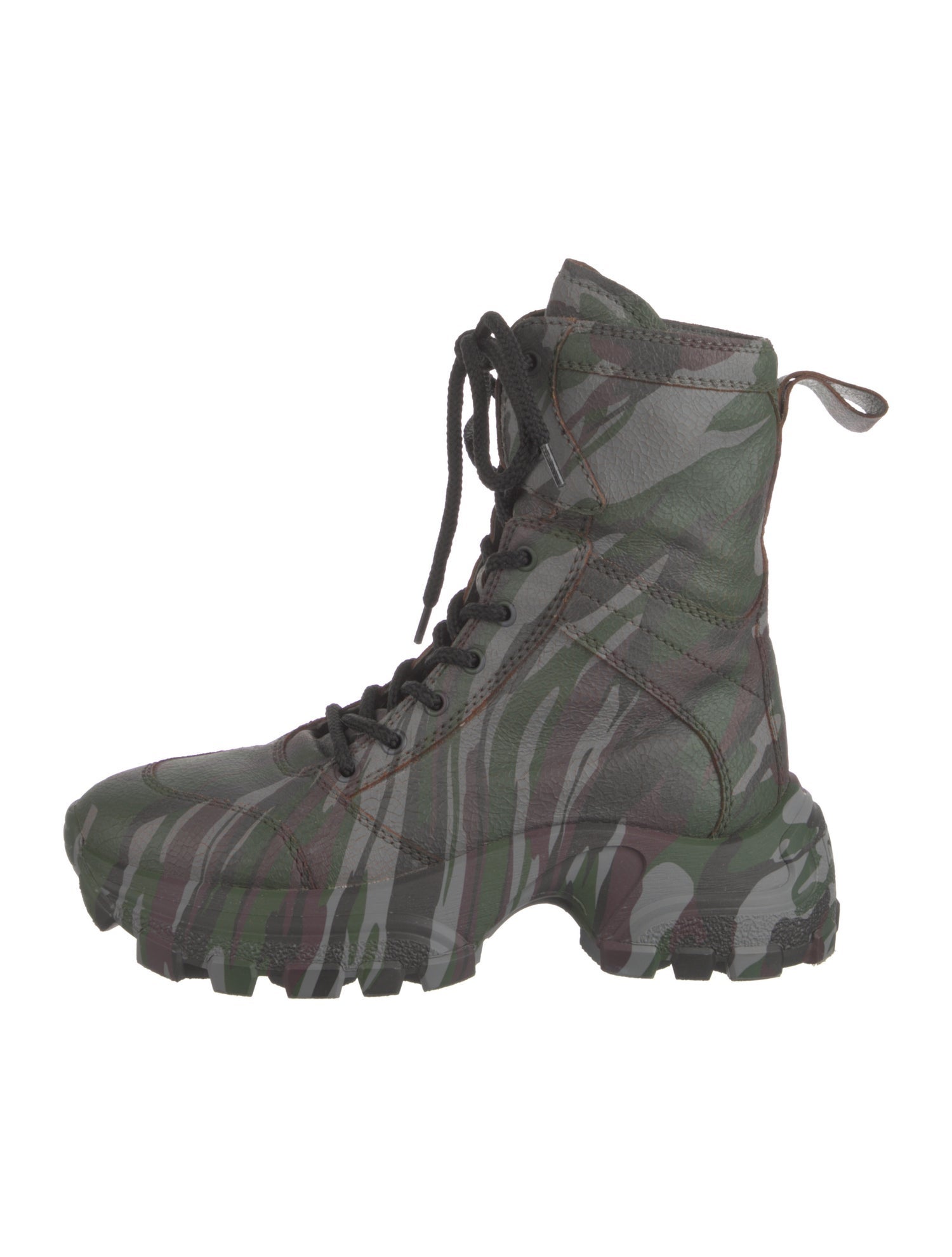 Miu Miu Leather Striped Combat Boots