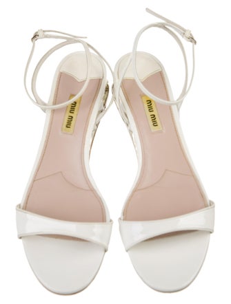 Miu Miu Patent Leather Crystal Embellishments Sandals