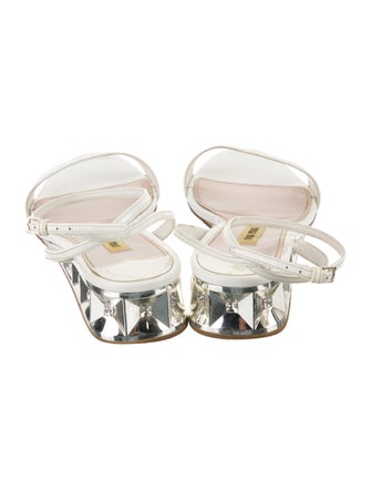 Miu Miu Patent Leather Crystal Embellishments Sandals