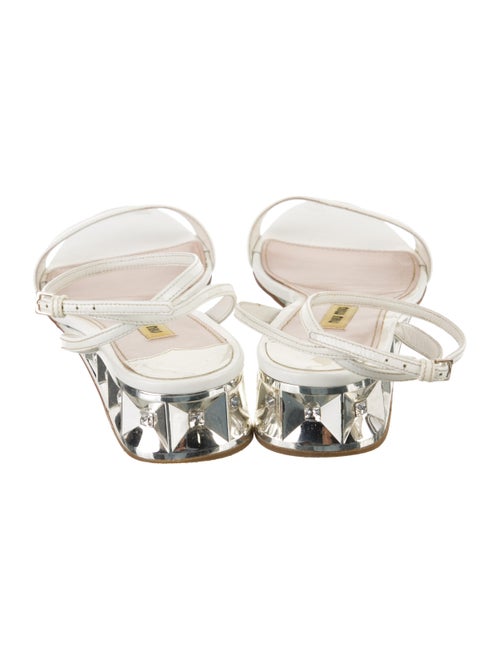 Miu Miu Patent Leather Crystal Embellishments Sandals