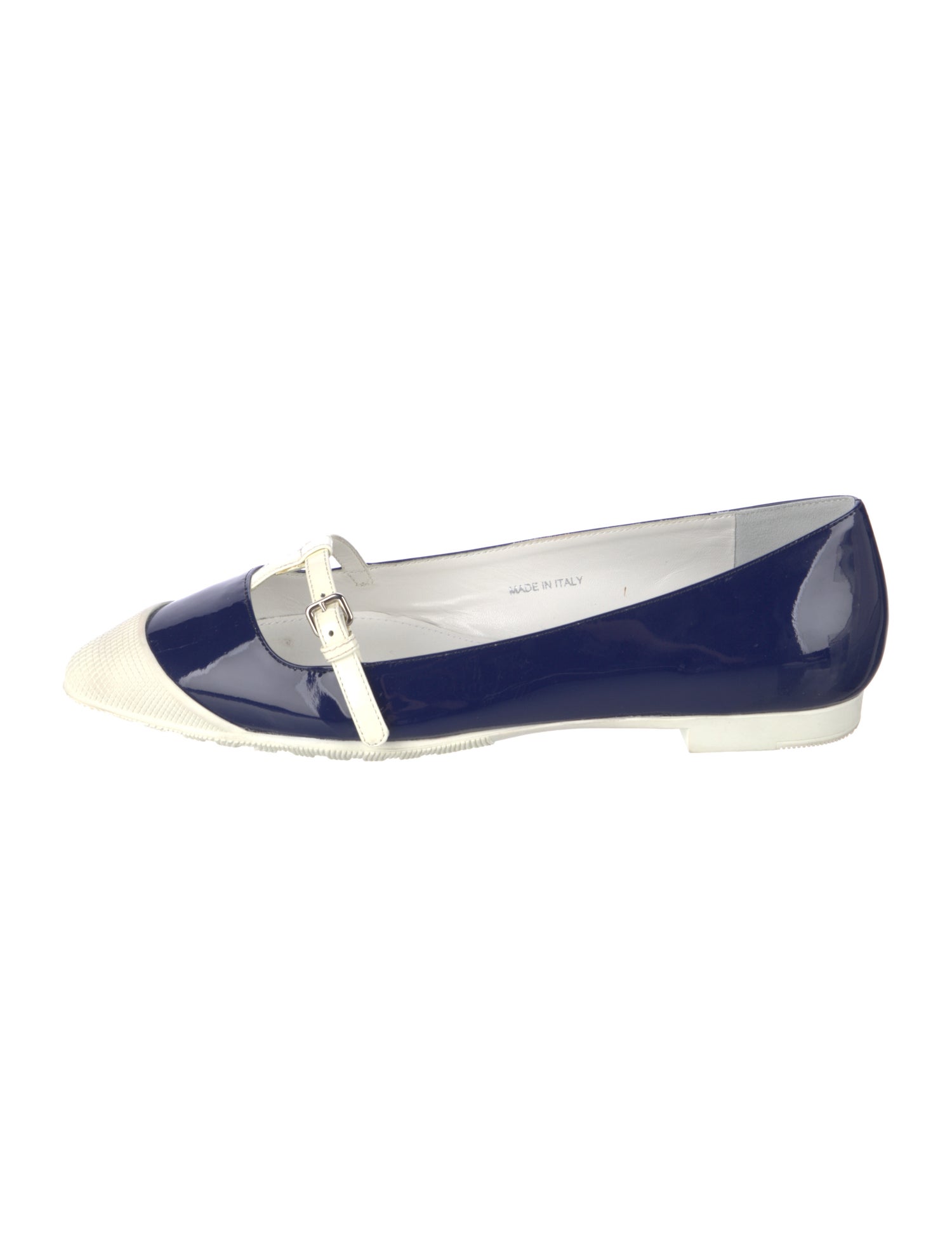 Miu Miu Patent Leather Colorblock Pattern Mary Jane Flats