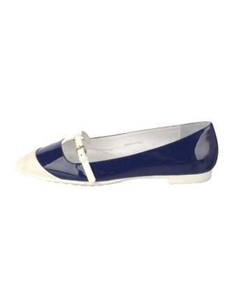 Miu Miu Patent Leather Colorblock Pattern Mary Jane Flats