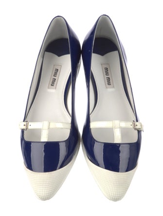 Miu Miu Patent Leather Colorblock Pattern Mary Jane Flats