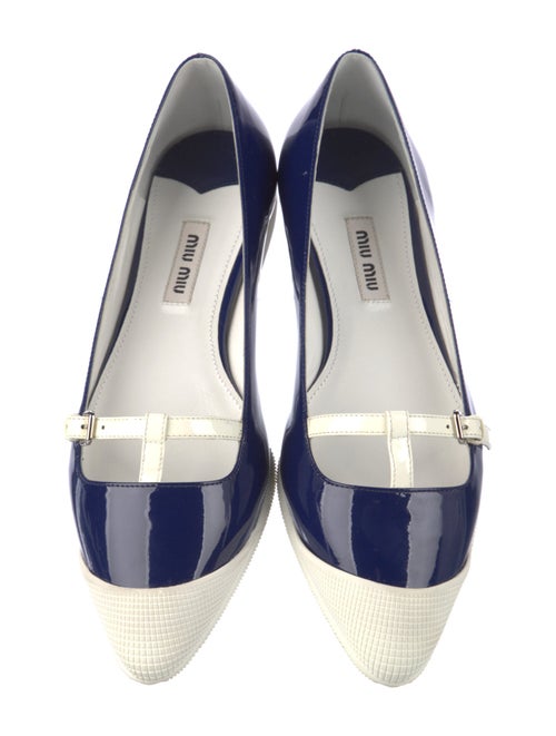 Miu Miu Patent Leather Colorblock Pattern Mary Jane Flats