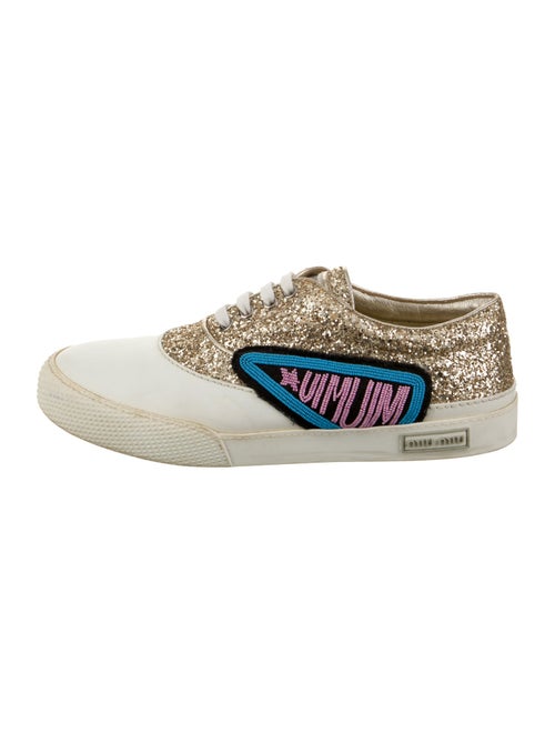 Miu Miu Glitter Colorblock Pattern Sneakers